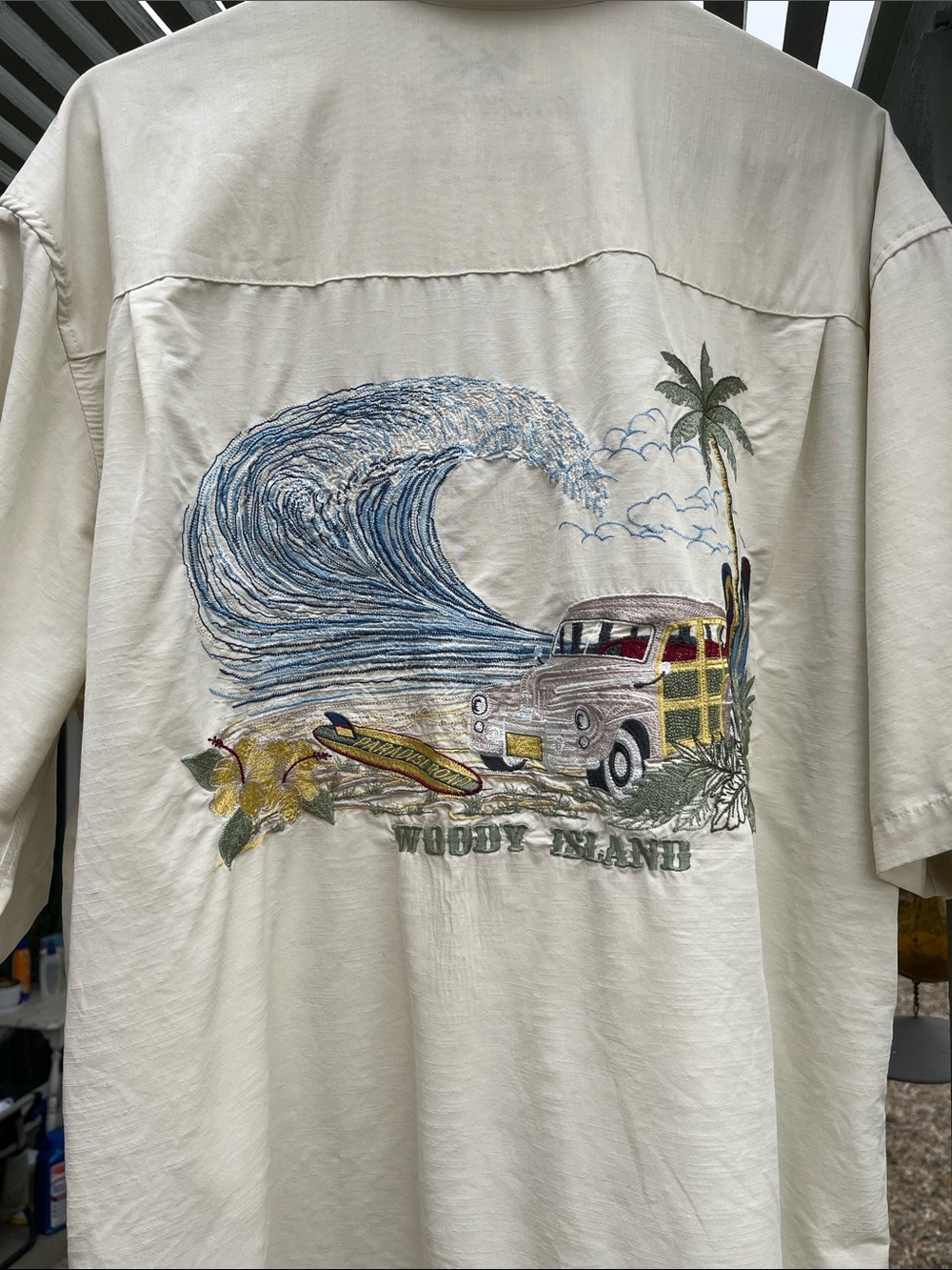 Bamboo Cay Woody  Embroidered front and Back Palm Design